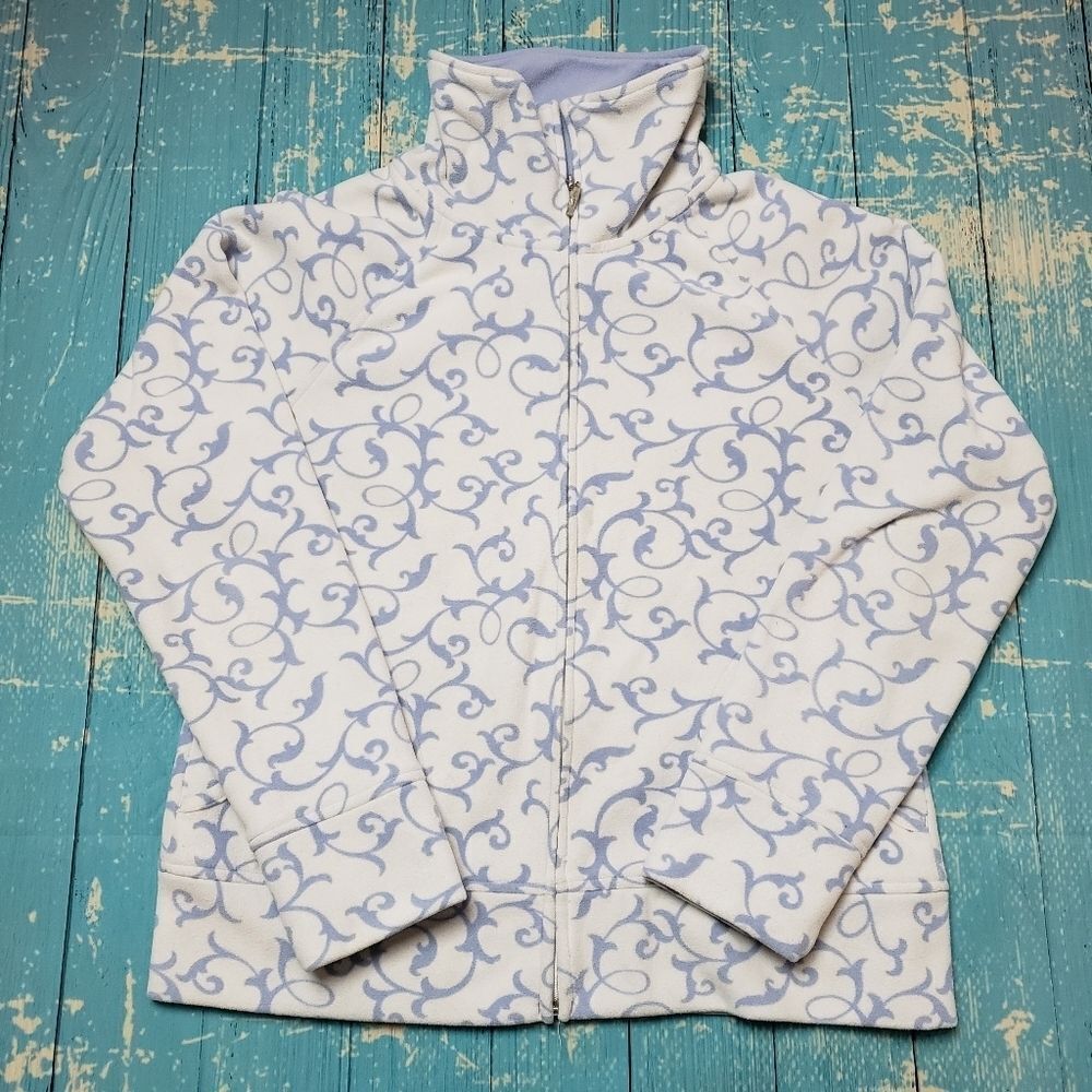 90s Vintage Northern Reflections Graphic Print Fleece Zip-Up Jacket cottagecore